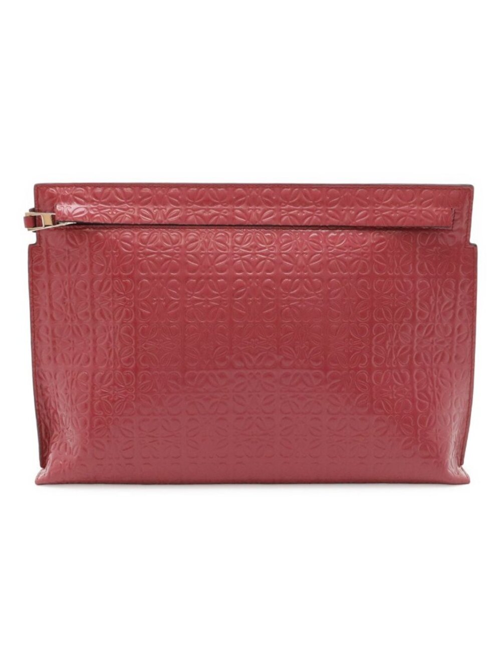 Loewe Repeat Anagram T Pouch Clutch Multi Patent Leather Fuchsia Pink Silver